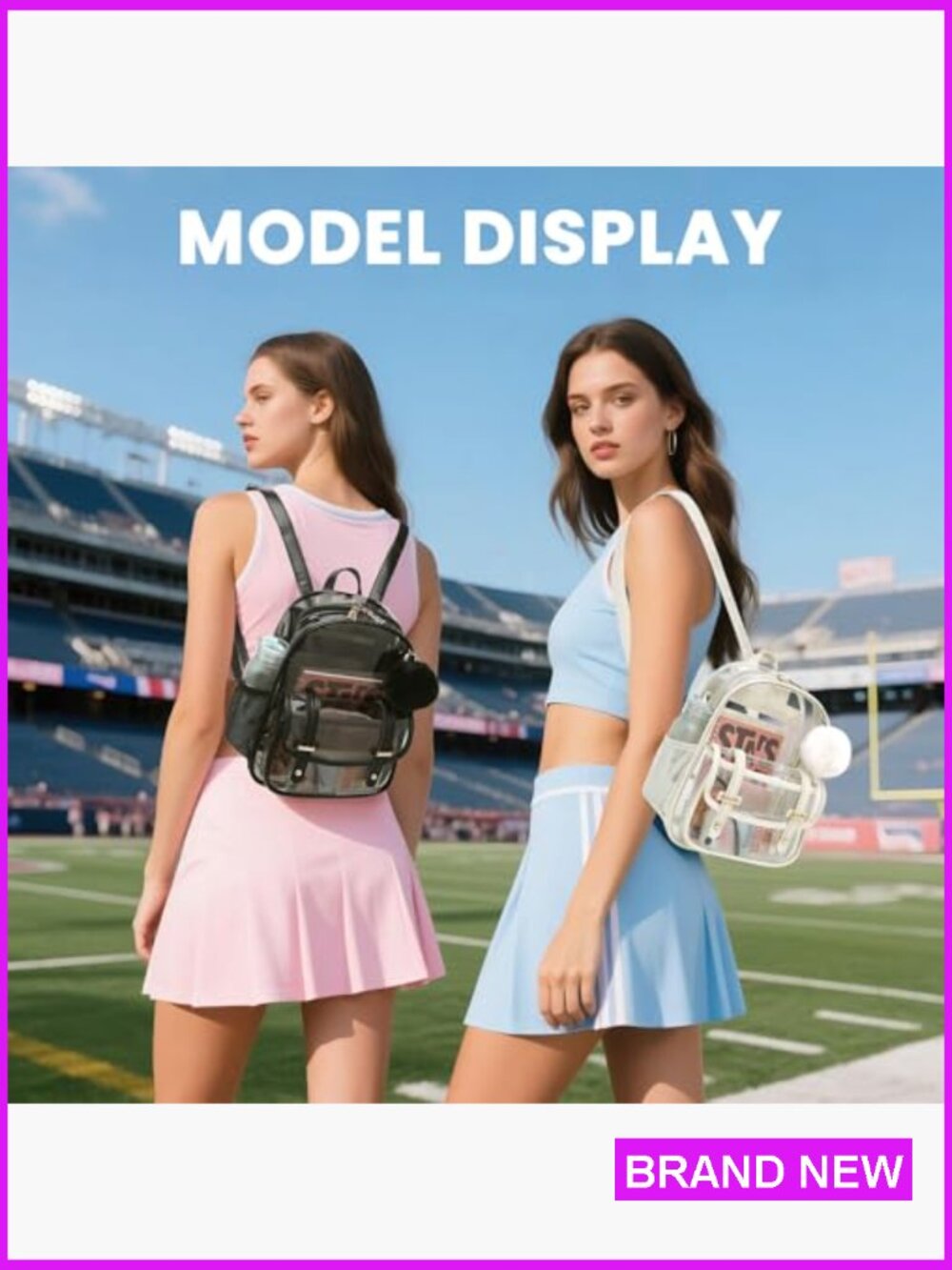 Clear Backpack for Stadium Events Mini See Through Bookbag Casual Daypack - Picture 2 of 7